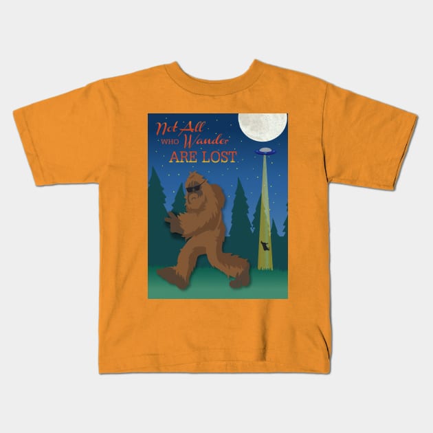 Not All Who Wander Kids T-Shirt by bluemoonartanddesigns